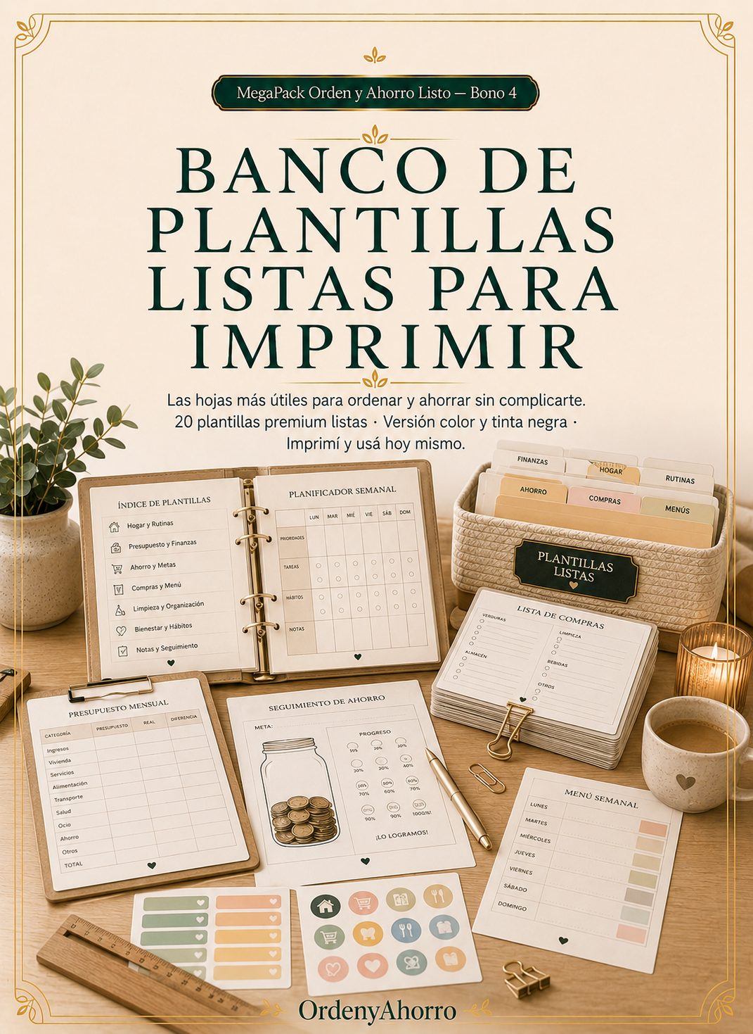 Tapa del Bono 4: Banco de Plantillas Listas para Imprimir